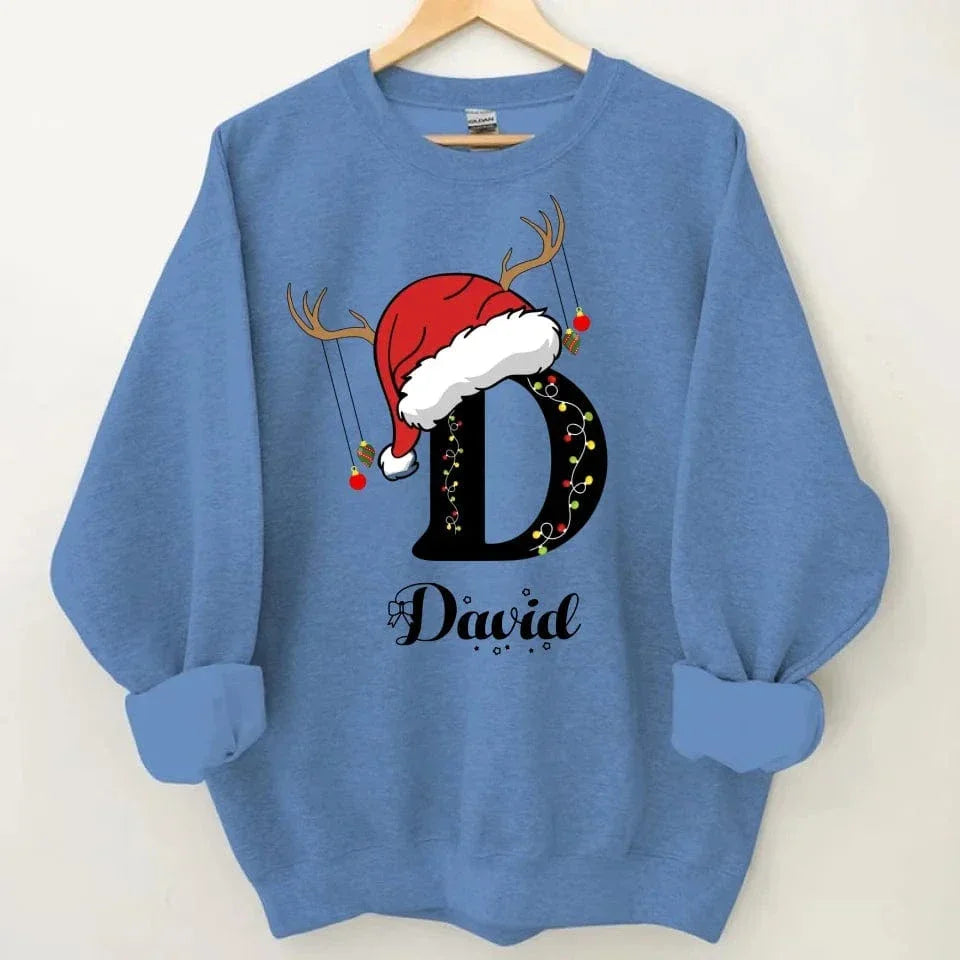 Christmas Themed Family Customized Apparel - Personalized Name and Christmas Style Monogrammed Sweatshirt - Christmas Gift For Family,Friend - Joliny