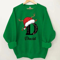 Christmas Themed Family Customized Apparel - Personalized Name and Christmas Style Monogrammed Sweatshirt - Christmas Gift For Family,Friend - Joliny