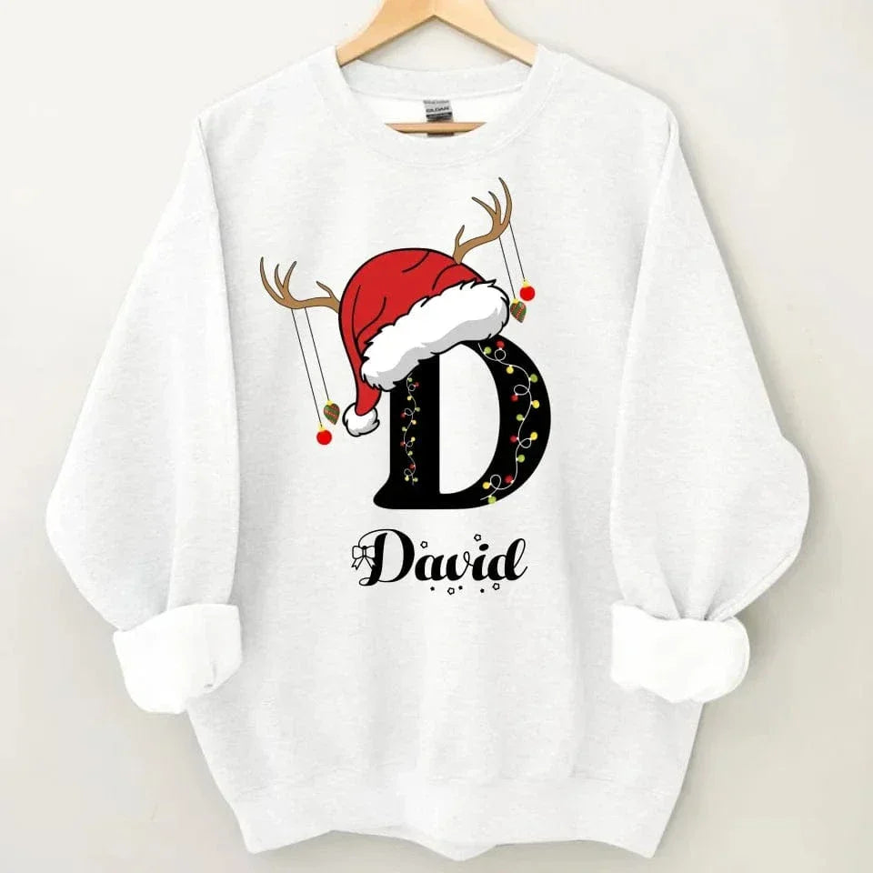 Christmas Themed Family Customized Apparel - Personalized Name and Christmas Style Monogrammed Sweatshirt - Christmas Gift For Family,Friend - Joliny
