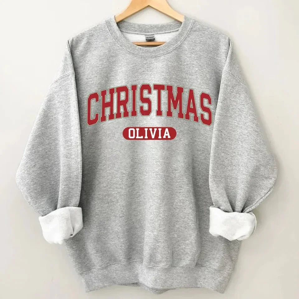 Christmas Vintage Customized Soft Clothing - Personalized Name Christmas Holiday Vibes Sweatshirt - Christmas Gift For Family,Friend