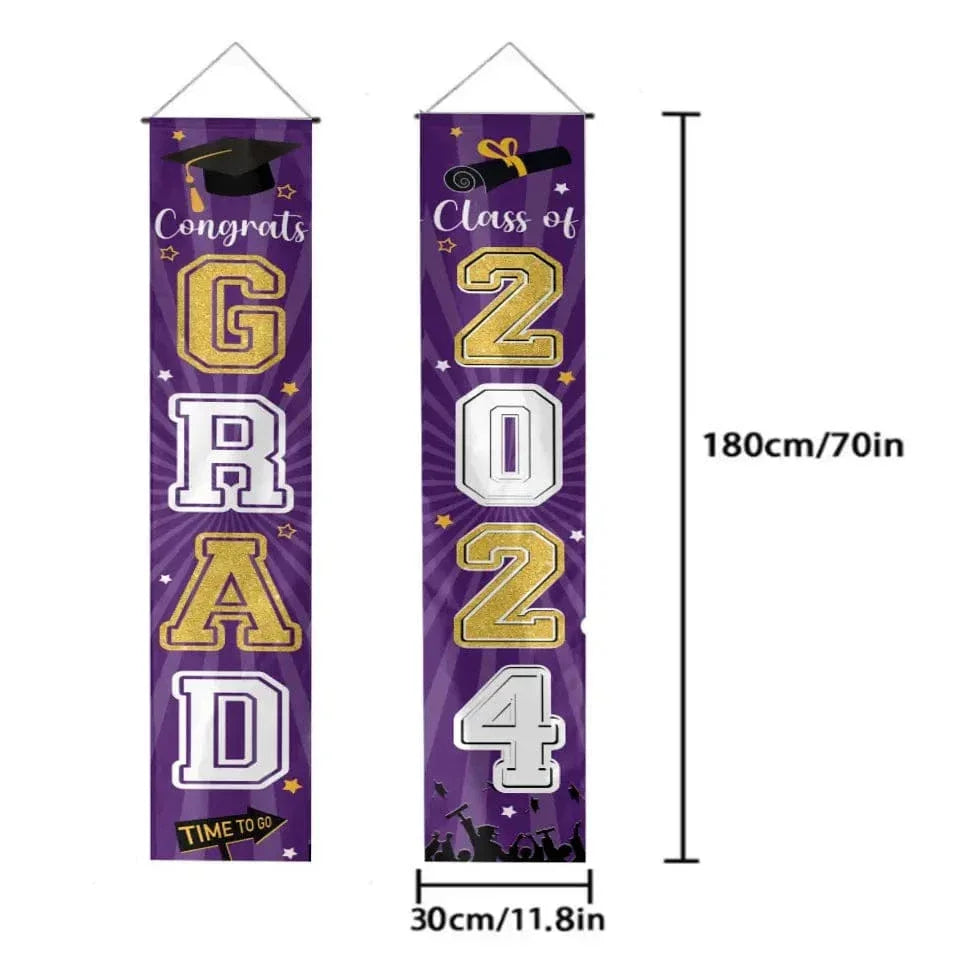 Class of 2024 Congrats Graduation Banner - Party Welcome Hanging Door Decor - Joliny