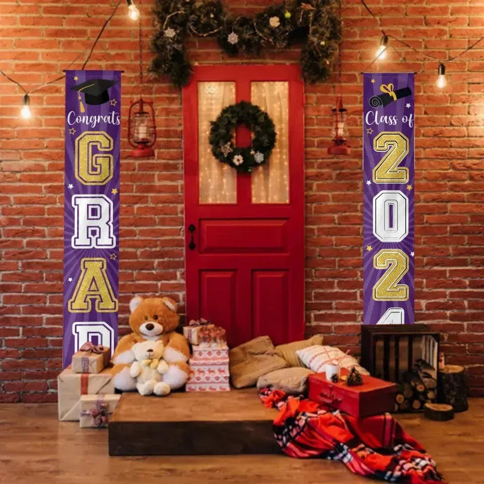 Class of 2024 Congrats Graduation Banner - Party Welcome Hanging Door Decor - Joliny