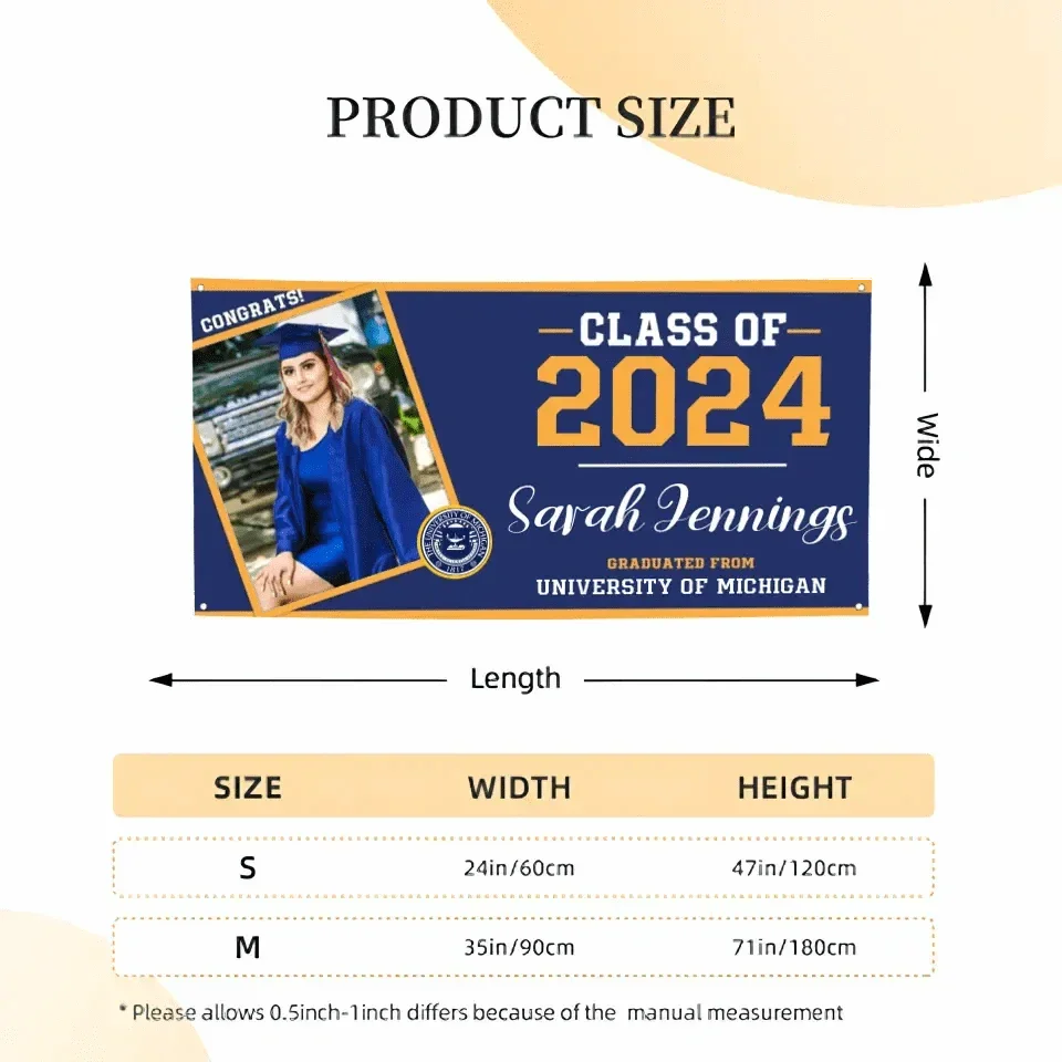 Class of 2024 Graduation Banner, Personalized Graduation Gift, Graduation Party Decorations, Custom School And Photo - Joliny
