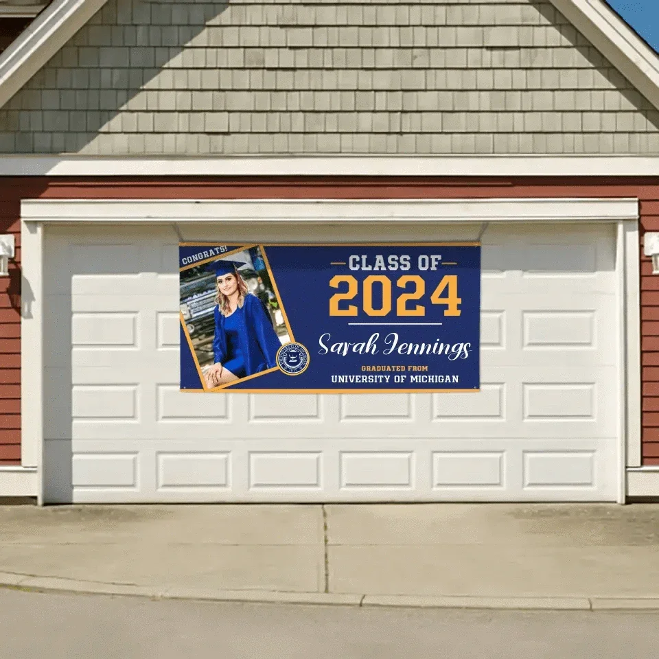 Class of 2024 Graduation Banner, Personalized Graduation Gift, Graduation Party Decorations, Custom School And Photo - Joliny