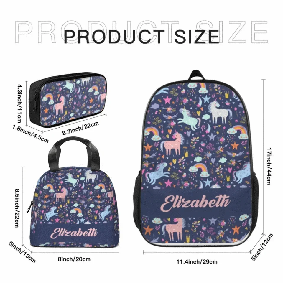 Clouds Raindrops Rainbows Stars Unicorns Name Customized Backpacks Children'S School Season Gifts - Joliny