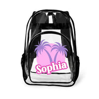 Coconut Tree Name Custom Clear Backpack - School Season Gifts - Joliny