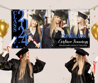 Congratulations Class Of 2024 - Personalized Three Photo Graduation Banner - Joliny