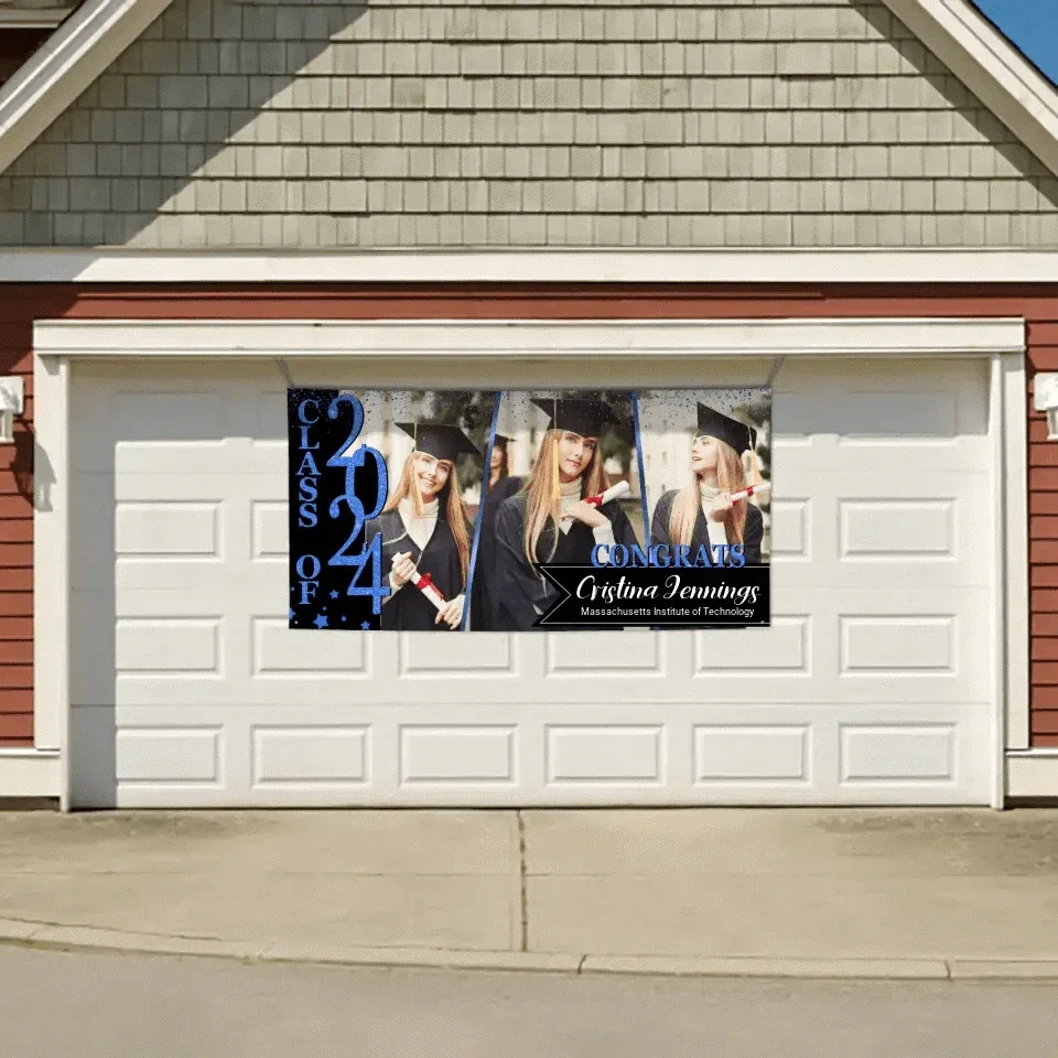 Congratulations Class Of 2024 - Personalized Three Photo Graduation Banner - Joliny