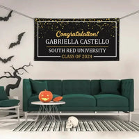 Congratulations To The Class Of 2024 Black Gold Light Dot Border Banner - Joliny