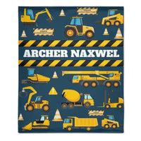 Construction Site Excavator Name Customized Baby Blankets - Joliny