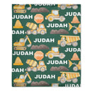 Construction Truck Site Personalized Name Custom Blanket Gift for Kids - Joliny
