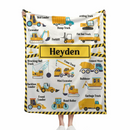 Construction Trucks Blanket - Custom Name Blanket for kids who love trucks and construction - Joliny