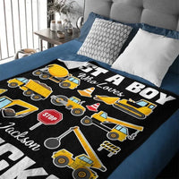 Construction Vehicle Truck Collection - Customized Children's Name Blanket - Joliny