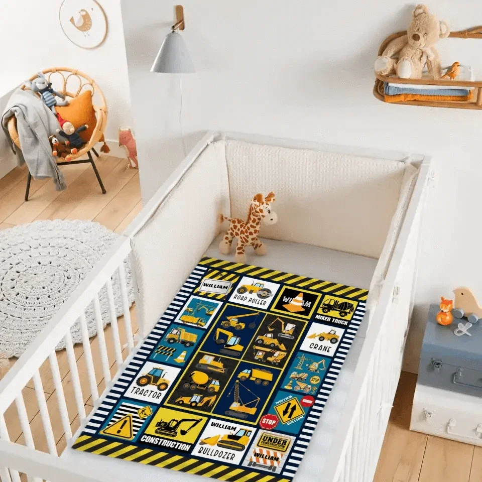 Construction Vehicle Truck Collection - Customized Children's Name Blanket - Joliny