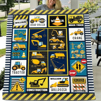 Construction Vehicle Truck Collection - Customized Children's Name Blanket - Joliny