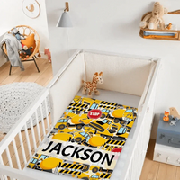 Construction Vehicle Truck Collection - Customized Children's Name Blanket - Joliny