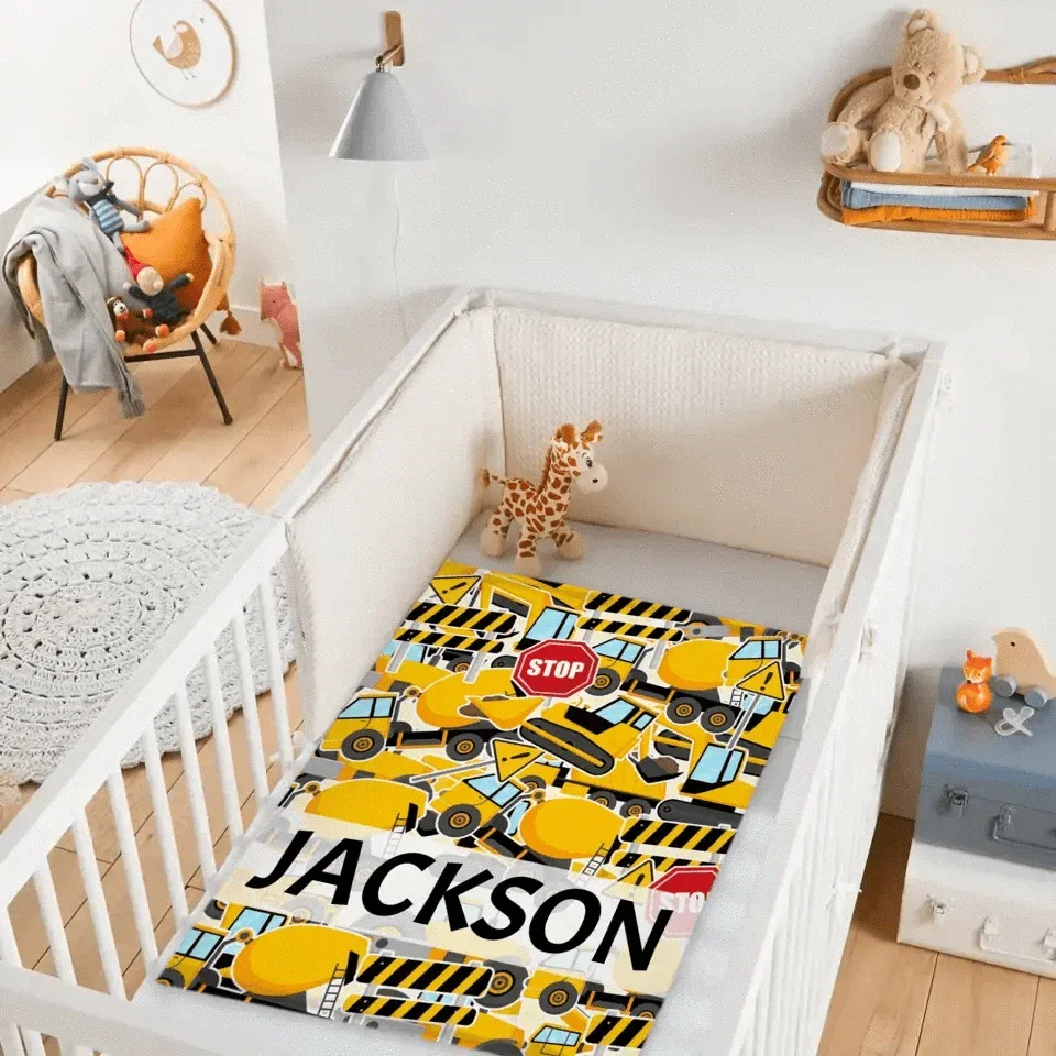 Construction Vehicle Truck Collection - Customized Children's Name Blanket - Joliny