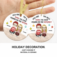 Couple Personalized Custom Ceramic Round Shaped Ornament - You're The Best Thing - Christmas Gift For Husband Wife, Anniversary - Joliny