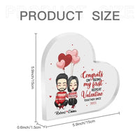 Couple Personalized Custom Heart Shaped Acrylic Plaque - Congrats On Being My First Repeat Valentine - Joliny