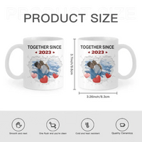Couple Spouse Custom Photo Personalized White Mug - Together Since Stone Heart - Joliny