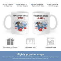 Couple Spouse Custom Photo Personalized White Mug - Together Since Stone Heart - Joliny