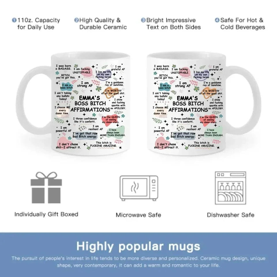 Custom B*tch Themed Fun Mug - Personalized Title and Name Mug in Cute Matching Colors - A Gift For Friend,BFF,Colleagues - Joliny