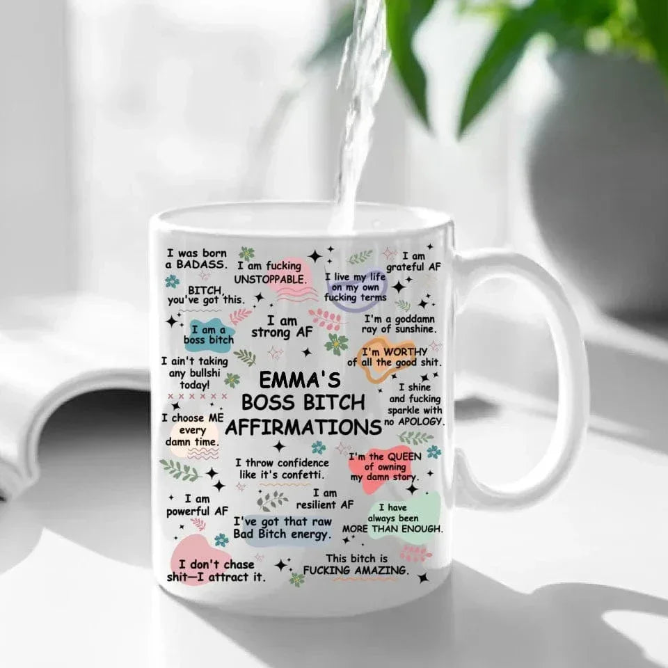 Custom B*tch Themed Fun Mug - Personalized Title and Name Mug in Cute Matching Colors - A Gift For Friend,BFF,Colleagues - Joliny