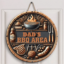 Custom BBQ Themed Wooden Door Signs - Personalised Name BBQ Pattern Round Wooden Signs - A Gift For Friend,Family,BFF,Barbecue Enthusiasts - Joliny