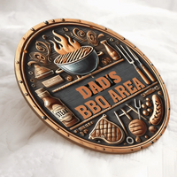 Custom BBQ Themed Wooden Door Signs - Personalised Name BBQ Pattern Round Wooden Signs - A Gift For Friend,Family,BFF,Barbecue Enthusiasts - Joliny