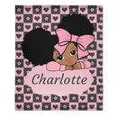 Custom Blankets for Black Girls - Personalised Name Cartoon Girl Pattern Blanket - A Gift For Child,Friend,Family - Joliny
