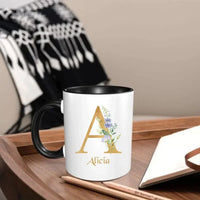 Custom Coffee Mug - Personalized Ceramic Cup with Initial Letter Name Monogram - Joliny