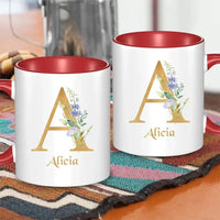 Custom Coffee Mug - Personalized Ceramic Cup with Initial Letter Name Monogram - Joliny