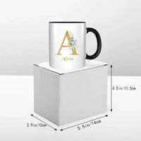 Custom Coffee Mug - Personalized Ceramic Cup with Initial Letter Name Monogram - Joliny