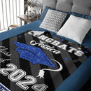 Custom Congrats Class Of 2024 Glitter Hat Graduation Blanket - Joliny