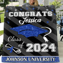 Custom Congrats Class Of 2024 Glitter Hat Graduation Blanket - Joliny