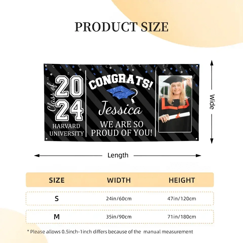 Custom Congrats Grad With Photo 3 Piece Set Graduation Banner, Graduation Gift - Joliny