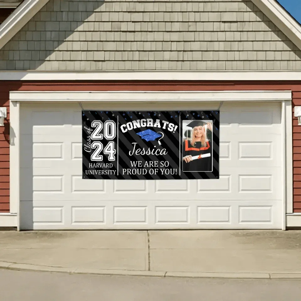 Custom Congrats Grad With Photo 3 Piece Set Graduation Banner, Graduation Gift - Joliny