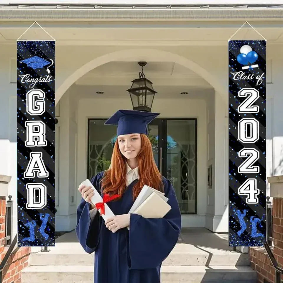 Custom Congrats Grad With Photo 3 Piece Set Graduation Banner, Graduation Gift - Joliny