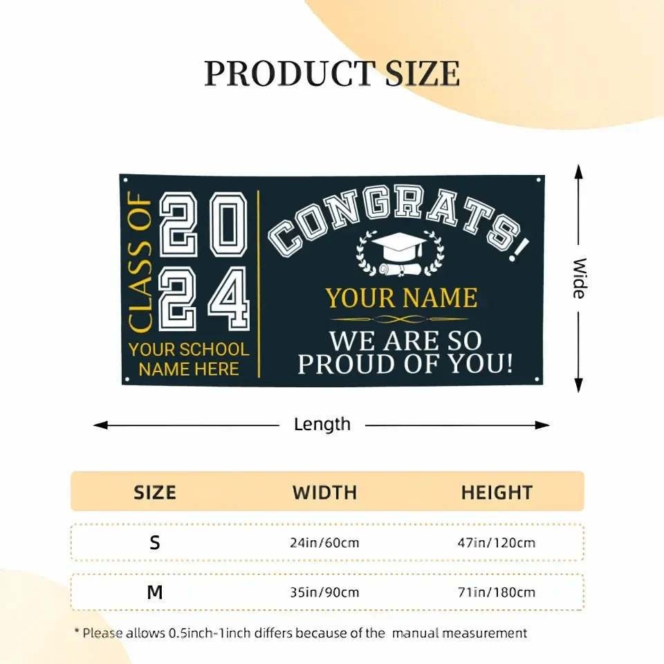 Custom Congrats Graduation Banner, Class of 2024, We Are So Proud Of You - Joliny