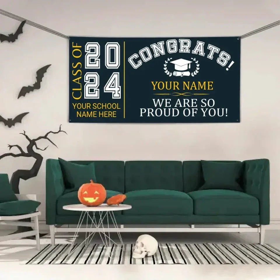 Custom Congrats Graduation Banner, Class of 2024, We Are So Proud Of You - Joliny