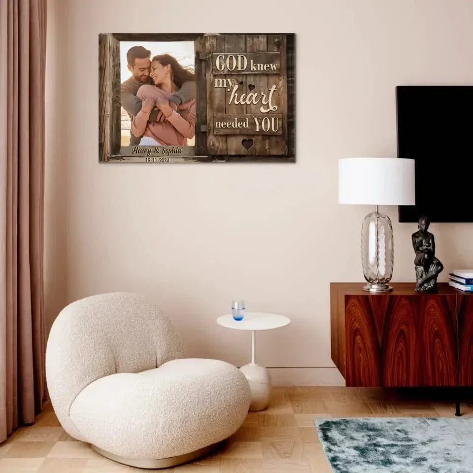 Custom Couple's Photo Decorative Painting - Personalized Photo,Date and Name Art Couple's Photo Unframed Canvas Painting - Gifts for Husband,Wife,Family - Joliny