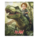 Custom Dinosaur Blankets Personalized Boy Riding Dinosaur Blanket - Joliny