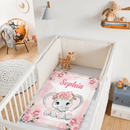 Custom Elephant Blanket - Personalized Name Blanket for Elephant Wearing Garland - A Gift For Child,Baby - Joliny
