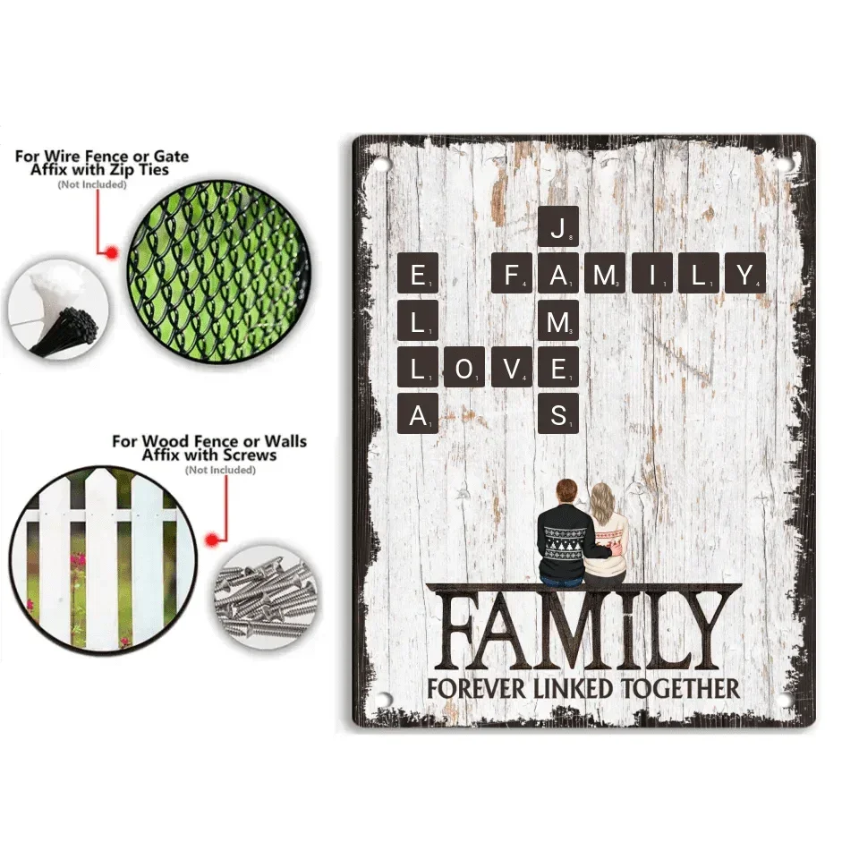 Custom Family Wall Art - Personalized Family Print and Scrabble Word Metallic Painting - Gifts For the Family,Yourself - Joliny