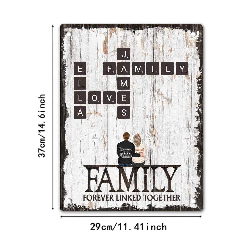 Custom Family Wall Art - Personalized Family Print and Scrabble Word Metallic Painting - Gifts For the Family,Yourself - Joliny