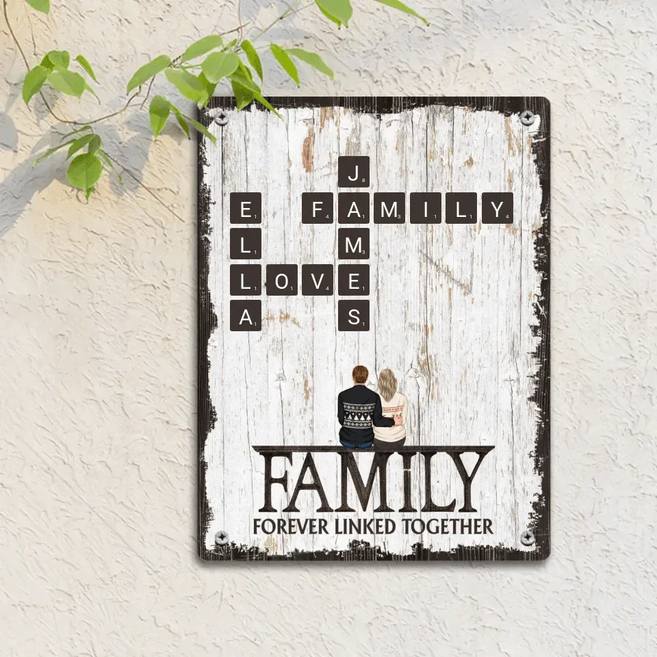 Custom Family Wall Art - Personalized Family Print and Scrabble Word Metallic Painting - Gifts For the Family,Yourself - Joliny