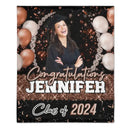 Custom Glitter Balloon Congrats Class Of 2024 Graduation Blanket - Graduation Party Decorations - Joliny
