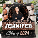 Custom Glitter Balloon Congrats Class Of 2024 Graduation Blanket - Graduation Party Decorations - Joliny