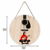 Custom Guitar Themed Wooden Door Signs - Guitar Style Wooden Door Sign Decorations That Can Be Personalized With Photos - A Gift For Friend,Guitarist,Guitar Lovers - Joliny