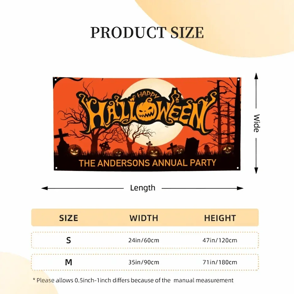 Custom Halloween Decoration Banner - Personalized Pumpkin Banner - Gift For Family,Friend,Children - Joliny
